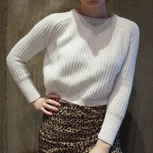 American Apparel White Crop Knit Sweater